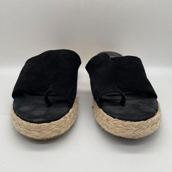 Eileen Fisher Tarry Espadrille Wedge Slide Black Suede Platform Wedge Sandals 11 - Picture 3 of 9